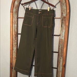 Olive Green Wide-Leg Pants